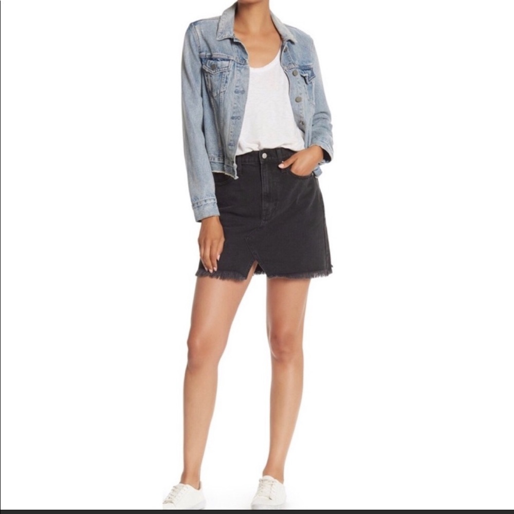 New -Madewell Rigid Denim A-Line Mini Skirt in Lunar Wash: Cutout Edition-
